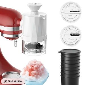 Universal White Snow Cone & Ice Crusher Attachment for Stand Mixers